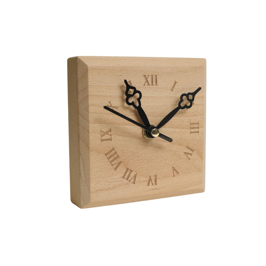 Square Wood Mini Desk Clock