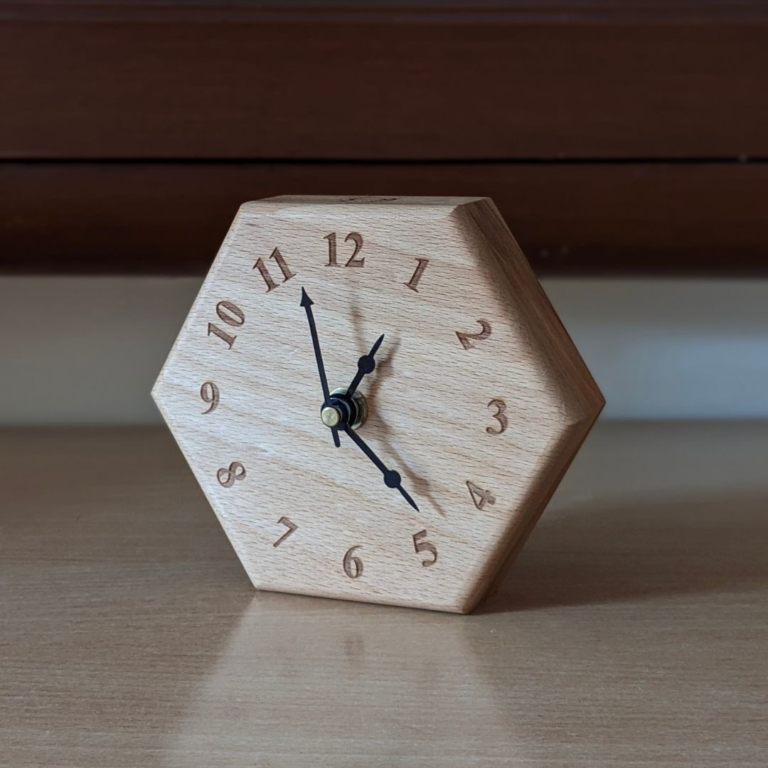 Hexa Wood Mini Desk Clock