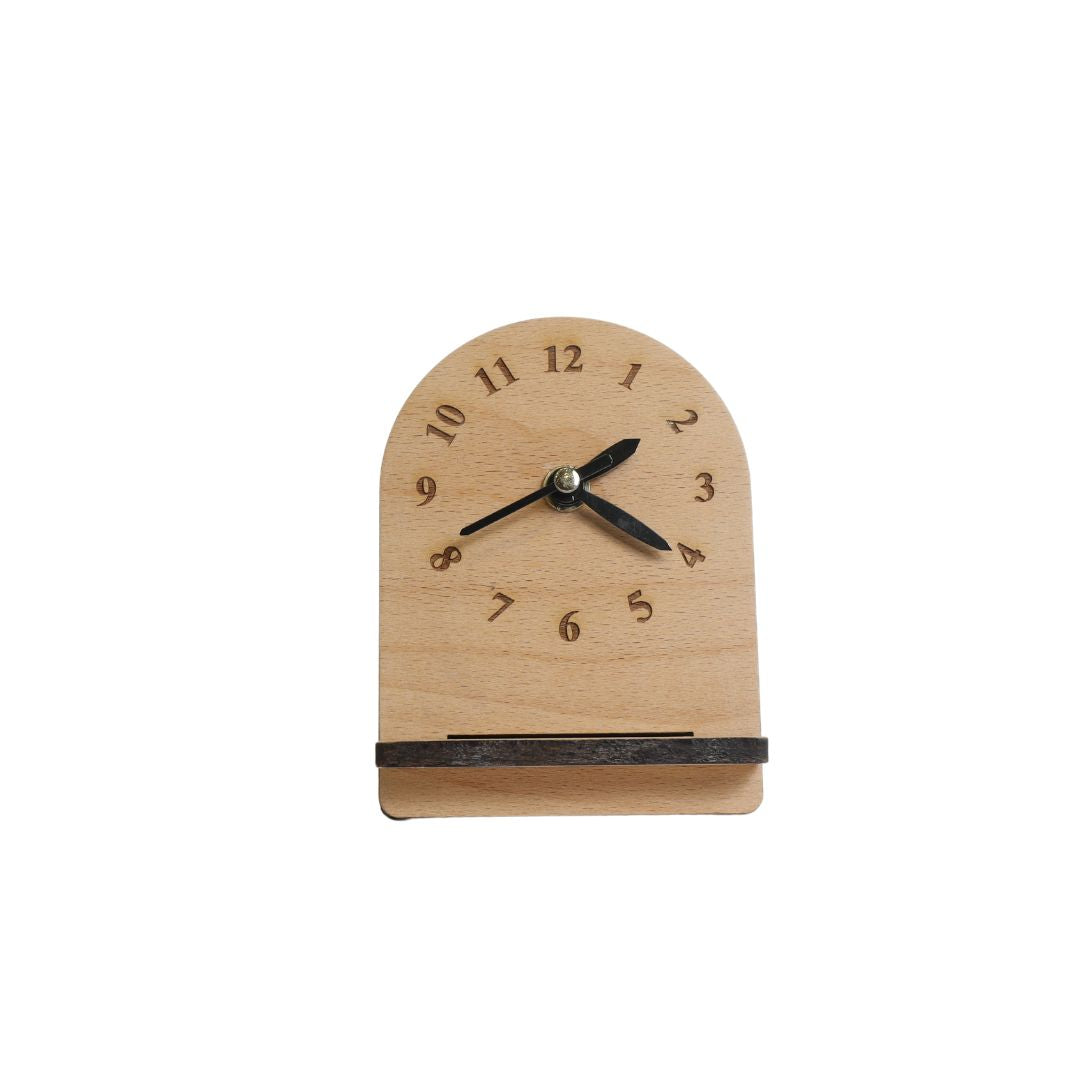 Wood Semi Arc Mini Desk Clock