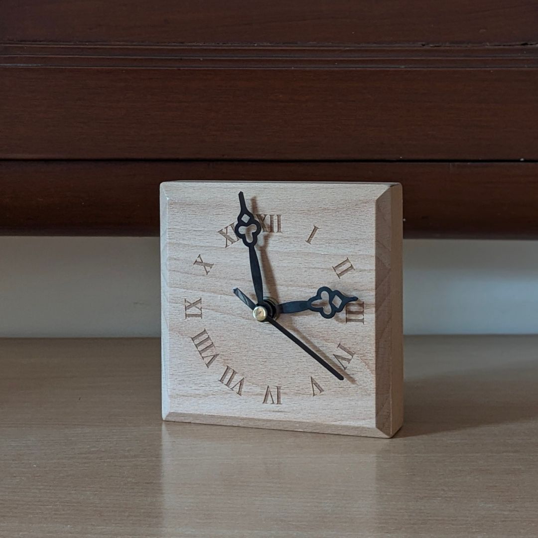 Square Wood Mini Desk Clock