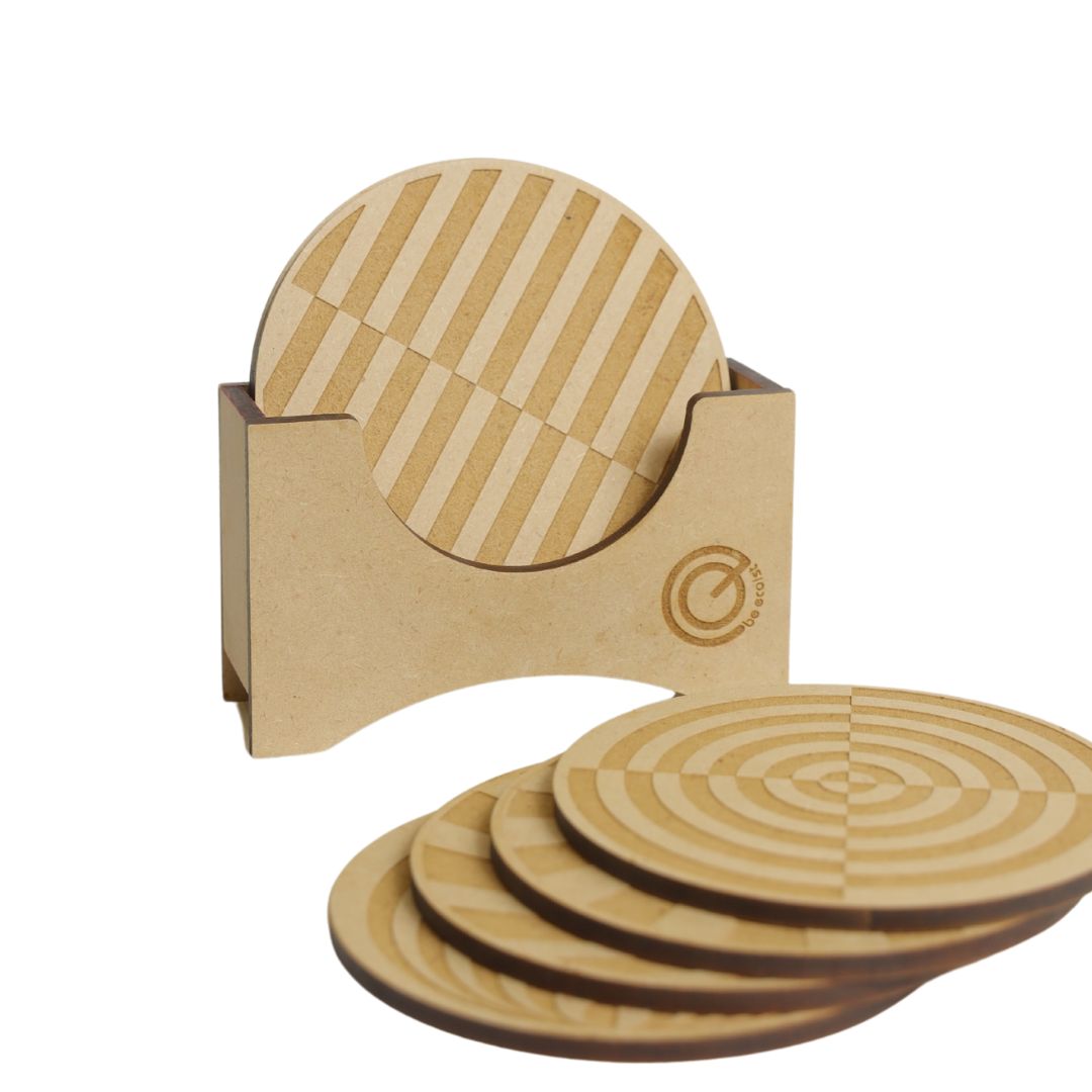 Geometric Coasters with Holder | Set of 6