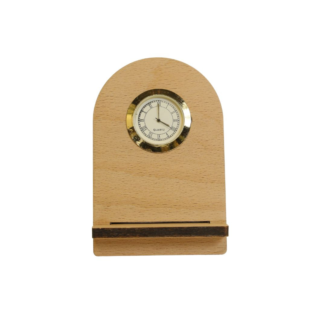 Wood Semi Arc Mini Desk Clock