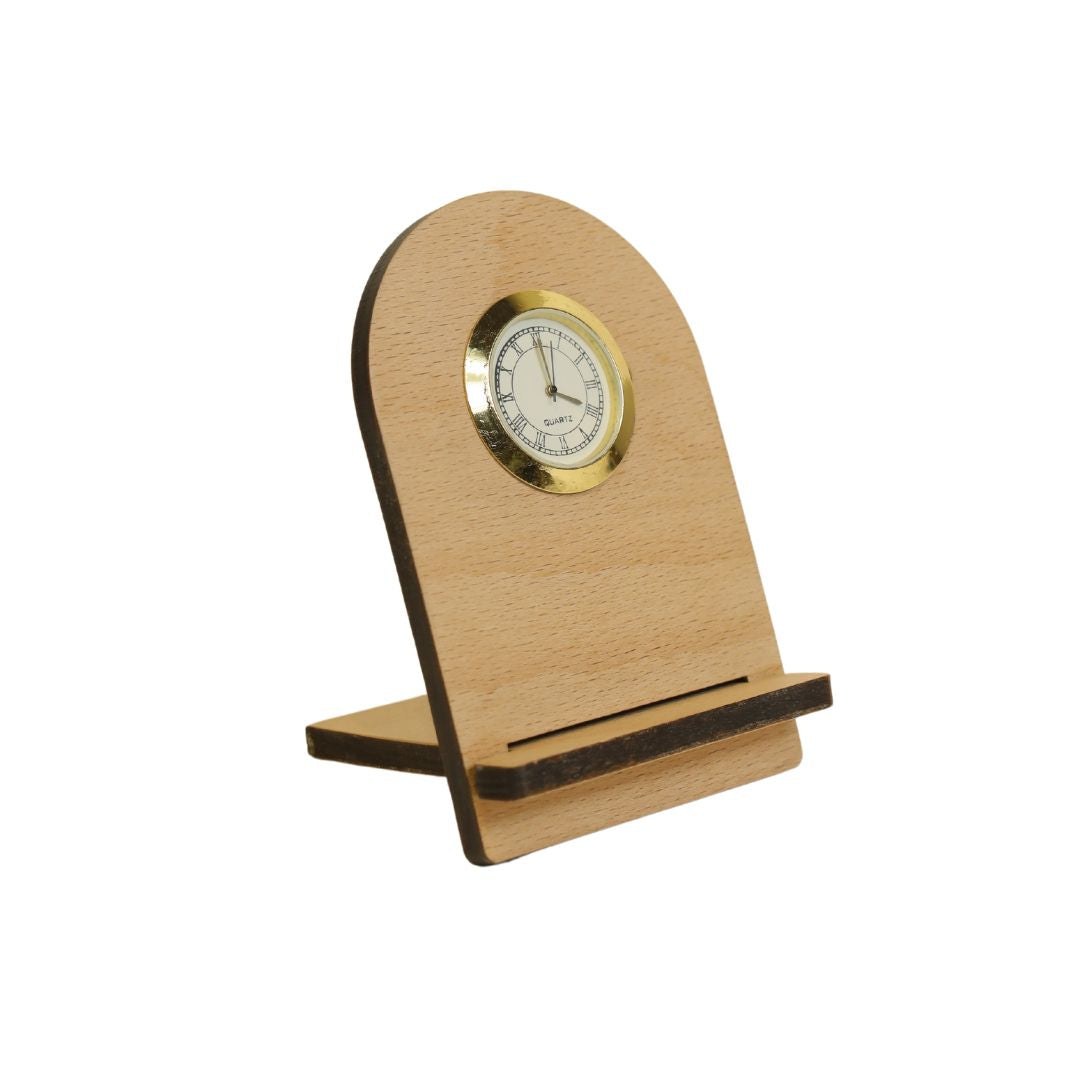 Wood Semi Arc Mini Desk Clock