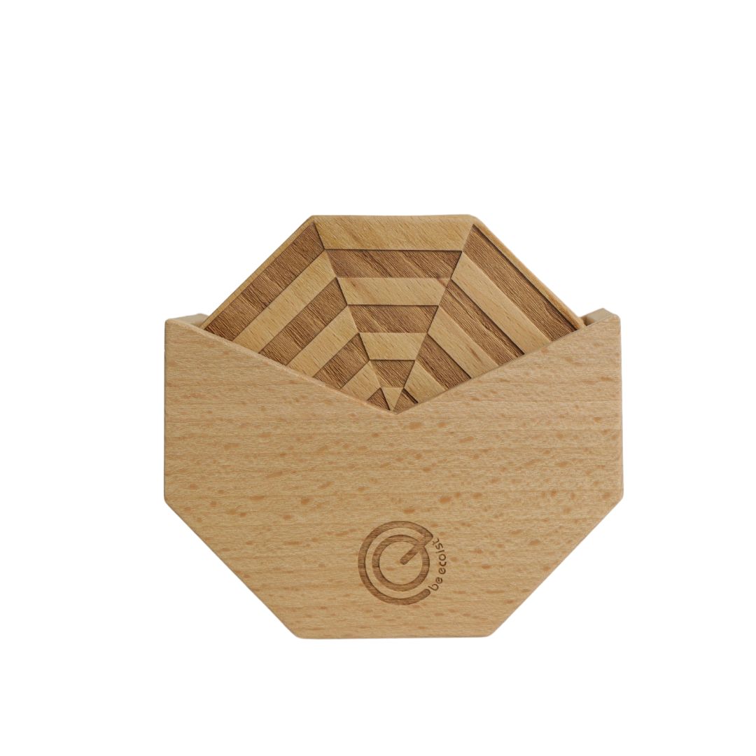 Geometric Coasters with Holder | Set of 6